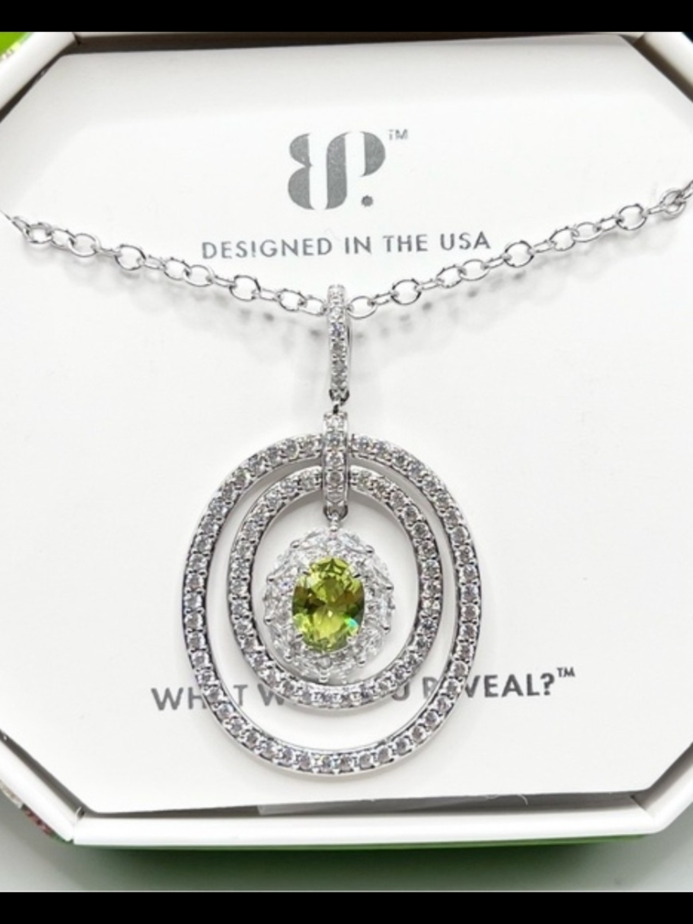 Peridot August Birthday Glistening Garden Echoes Hematite Plating BP Necklace